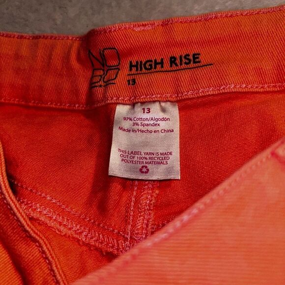 High rise orange denim shorts size 13 - Picture 2 of 3
